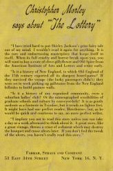 The Lottery, The Adventures of James Harris - Back Cover